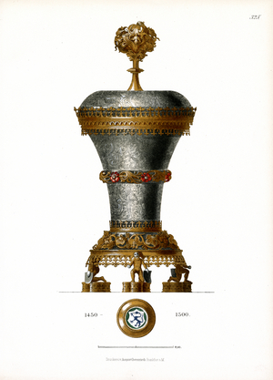 Late Gothic Ceremonial Goblet with Figurative Base (chromolitho)