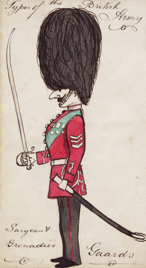 Types of the British Army: Sergeant, Grenadier Guards, c.1901 (w/c on paper)
