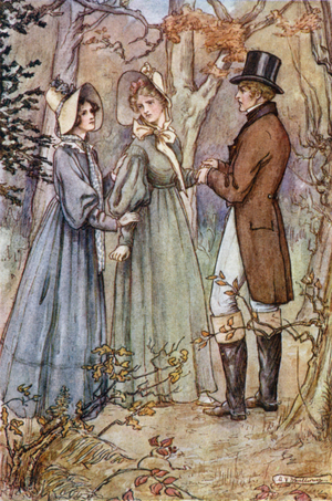 Illustration for Wives and Daughters by Mrs Gaskell (colour litho)