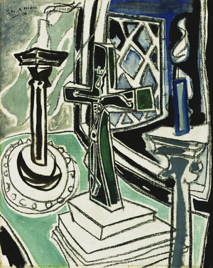 Crucifix and Candles: 1950