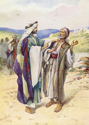 Jesus heals the deaf Man (colour litho)