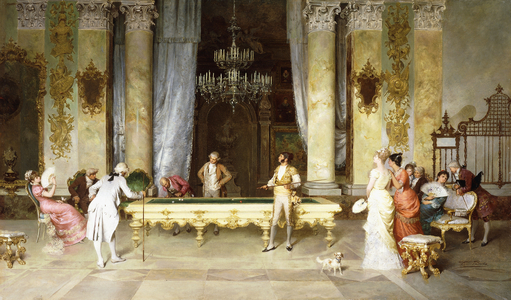 The Billiard Game (oil on canvas)