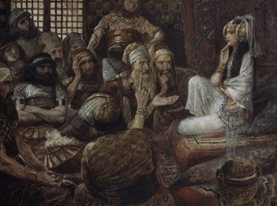 The Philistines Visit Delilah (oil on canvas)