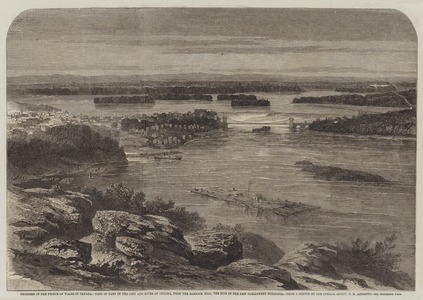 Progress of the Prince of Wales in Canada, View of Part of the City and River of Ottawa, from the Barrack Hill, the Site of the New Parliament Buildings (engraving)