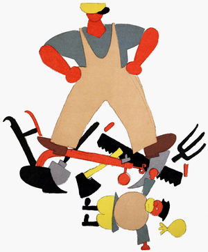 Russia / Soviet Union: 'Agitation for Work-Cooperation', Vladimir Lebedev (1891-1967), c. 1920