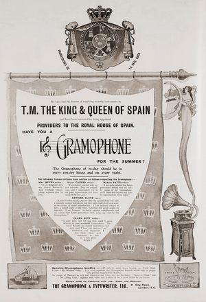 Advertisement for The Gramophone Comany, 1907