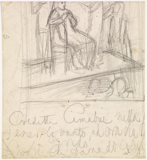 The Return of Tibullus to Delia - Study for the Figure of Delia, 1851 (pencil on paper)