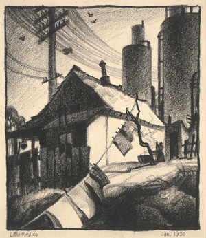 Little Mexico, January 1930 (lithographic crayon on paper)