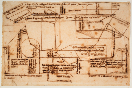 Sketches of marble blocks for the tomb of Julius II, 1516 (drawing)