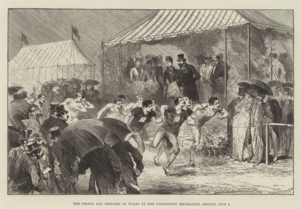 The Prince and Princess of Wales at the Paddington Recreation Ground, 9 July (engraving)