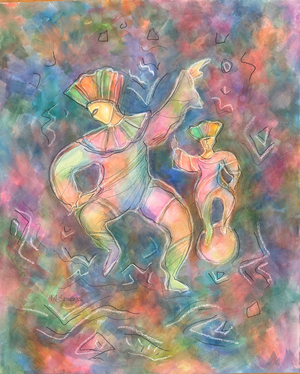 Dancers in Flight, 1998 (watercolour on bainbridge board)