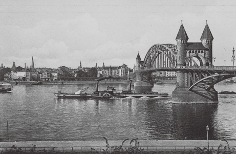 Der Rhein / The Rhine: Bonn a Rh, Partie mit Rheinbrucke (b/w photo)