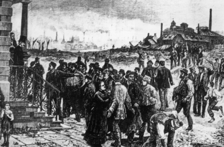Riot of factory workers, around 1800