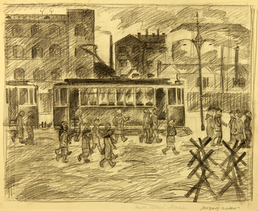 The Night Shift, Moscow 1941, 1986 (pencil on paper)