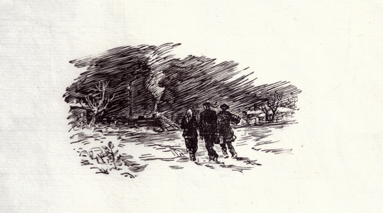 Illustration from "The Run of Time" by Konstantin Paustovsky, 1954 (woodcut)