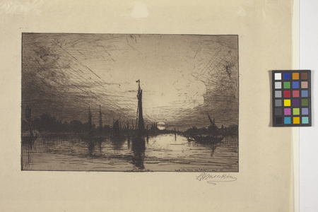 Sunset On The Rhine Near Cologne (etching)