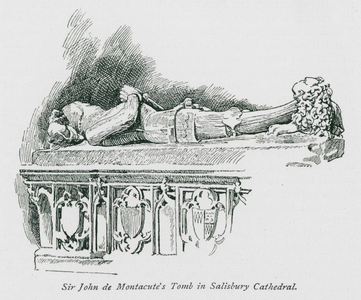 Sir John De Montacute's Tomb in Salisbury Cathedral (litho)