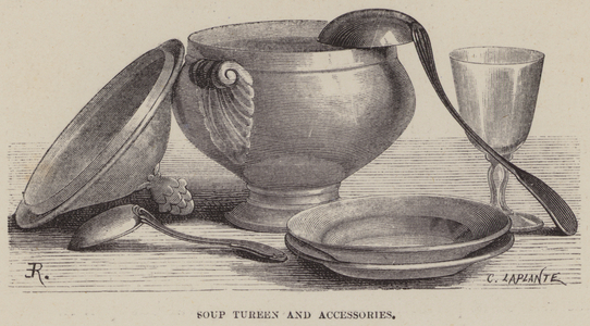 Soup Tureen and Accessories (engraving)