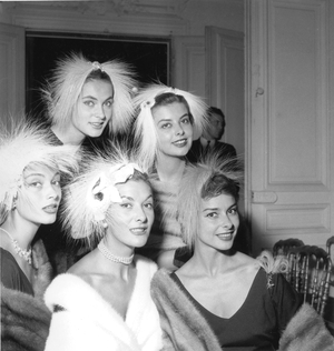 Hats By Jean Barthet in Paris, July 1954 (b/w photo)