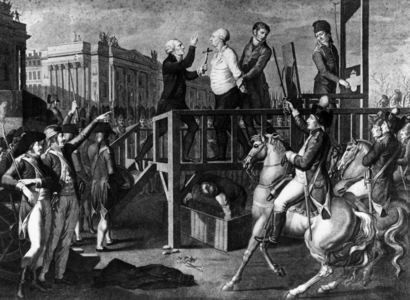 Execution of French king Louis XVI (1754-1793) on january 21, 1793 guillotined in Paris, engraving