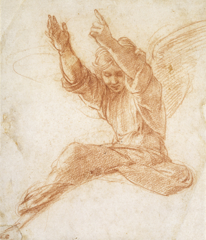An Angel (red chalk on off-white paper)