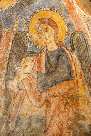 Madonna and Child Between the Archangels, detail of the right archangel, 11th-12th century