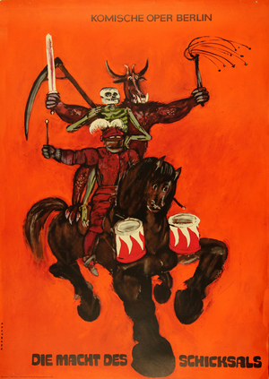 'The Power of Destiny (La forza del destino)'. Opera by Giuseppe Verdi. Poster for the performance at the Komische Oper, Berlin. (Die Macht des Schicksals), 1971 (colour litho)