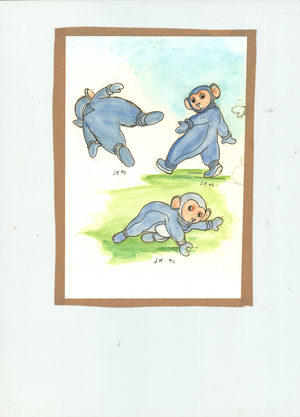 Teletubbies posing, 1995 (pencil on paper)