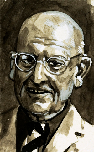 The 'Traitor' Who Made the World Laugh, (P G Wodehouse) (gouache on paper)