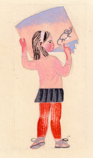 Illustration from 'Sit Down and Listen' by Silva Kaputikyan, 1969 (gouache on paper)