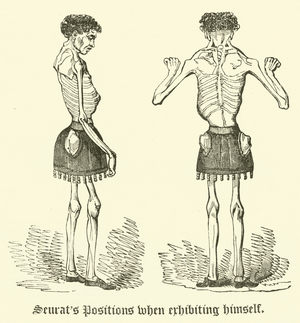 Seurat's Positions when exhibiting himself (engraving)