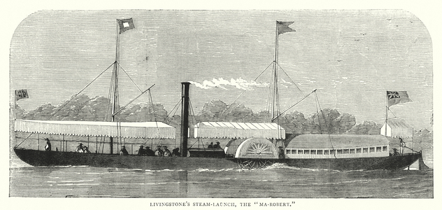 Livingstone's Steam-Launch, the "Ma-Robert" (coloured engraving)