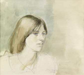 Head of a Girl, 1973 (pencil & watercolour on paper)