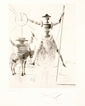 Don Quixote and Sancho Panza, 1968 (etching)