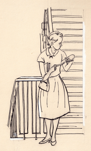 Illustration from 'The School Desk' by Nina Rakovskaya, 1962 (indian ink on paper)