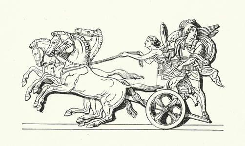 Ancient Greek chariot (engraving)