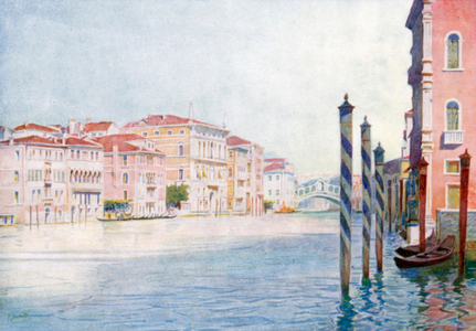 View on Grand Canal from San Angelo (colour litho)