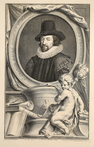 Portrait of Francis Bacon, Viscount of St Albans, illustration from 'Heads of Illustrious Persons of Great Britain', pub. by Knapton, London 1742 (engraving)