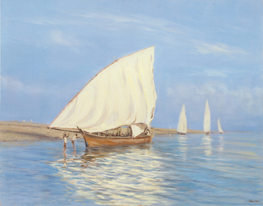 Beaching the Dhow (oil on canvas)