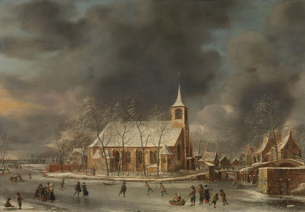 View of the Church of Sloten in the Winter, 1640-1666 (oil on canvas)