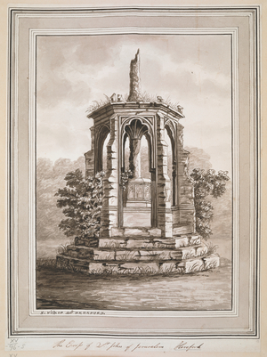 The ruined Preaching Cross in the grounds of Coningsby Hospital, Hereford
