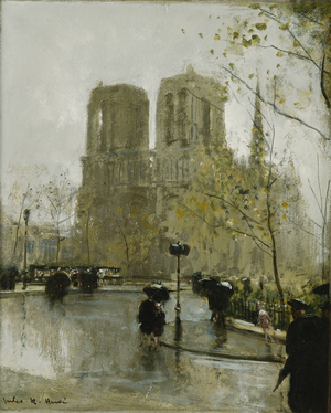 La Place de Notre Dame, (oil on board)