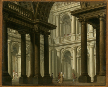 Interior of a Classical Building (oil on canvas)