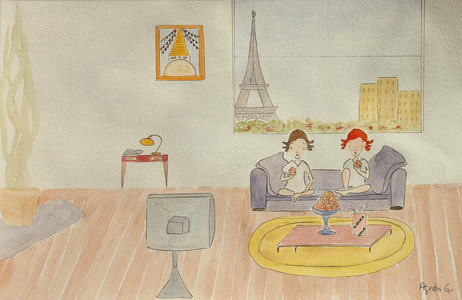 The Voyage, living room, 2015 , watercolour on paper