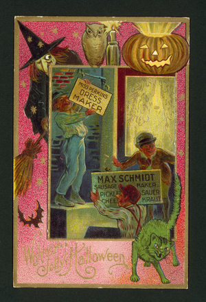 Halloween greetings card (chromolitho)