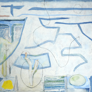 Abstract of the Malham Tarns (oil and pencil on canvas)