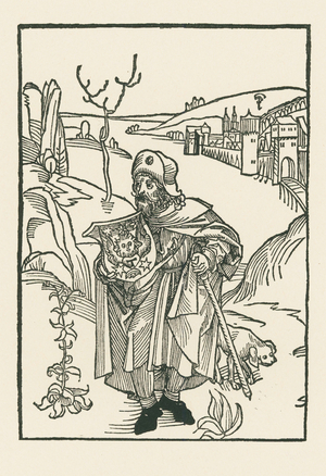 Jean Charlier de Gerson as pilgrim, 1489 (woodcut)