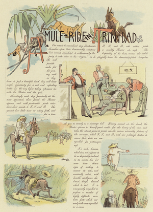 A Mule Ride in Trinidad (colour litho)