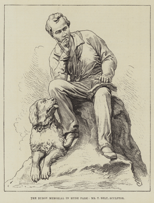 The Byron Memorial in Hyde Park, Mr T Belt, Sculptor (engraving)