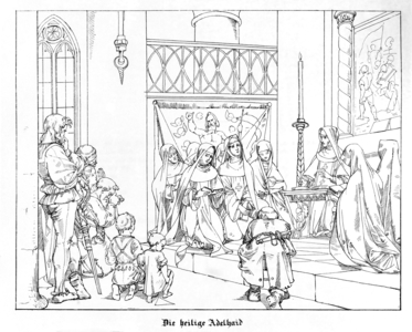 Saint Adelhaid (Vilich Abbey), engraved by J. Dielmann (litho)